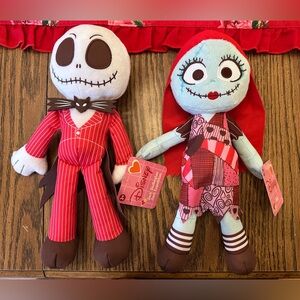 Disney Nightmare Before Christmas Jack & Sally Valentine’s Day Love Plush Dolls